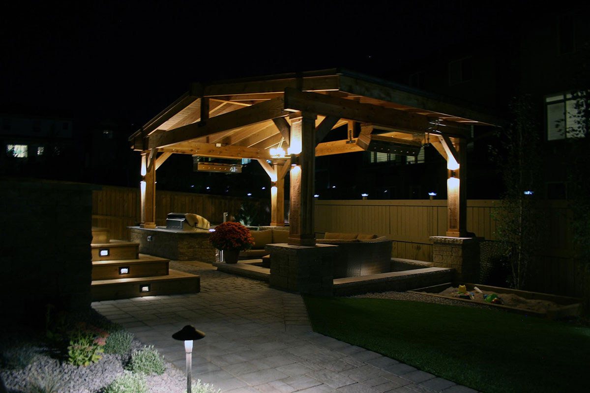 Timber Pavilion at Night