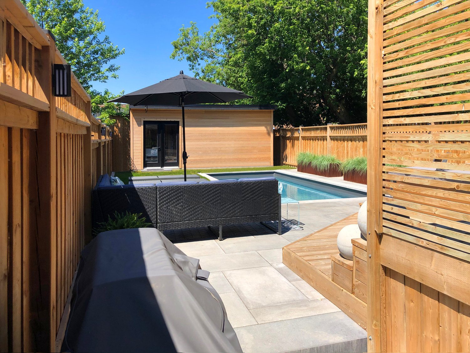 Pool with Cedar Screen